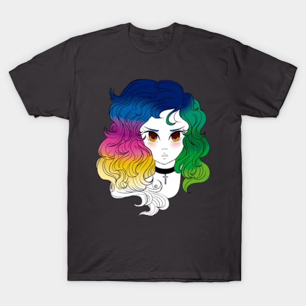 Hair Art - Rainbow T-Shirt by Pink Grape Arts